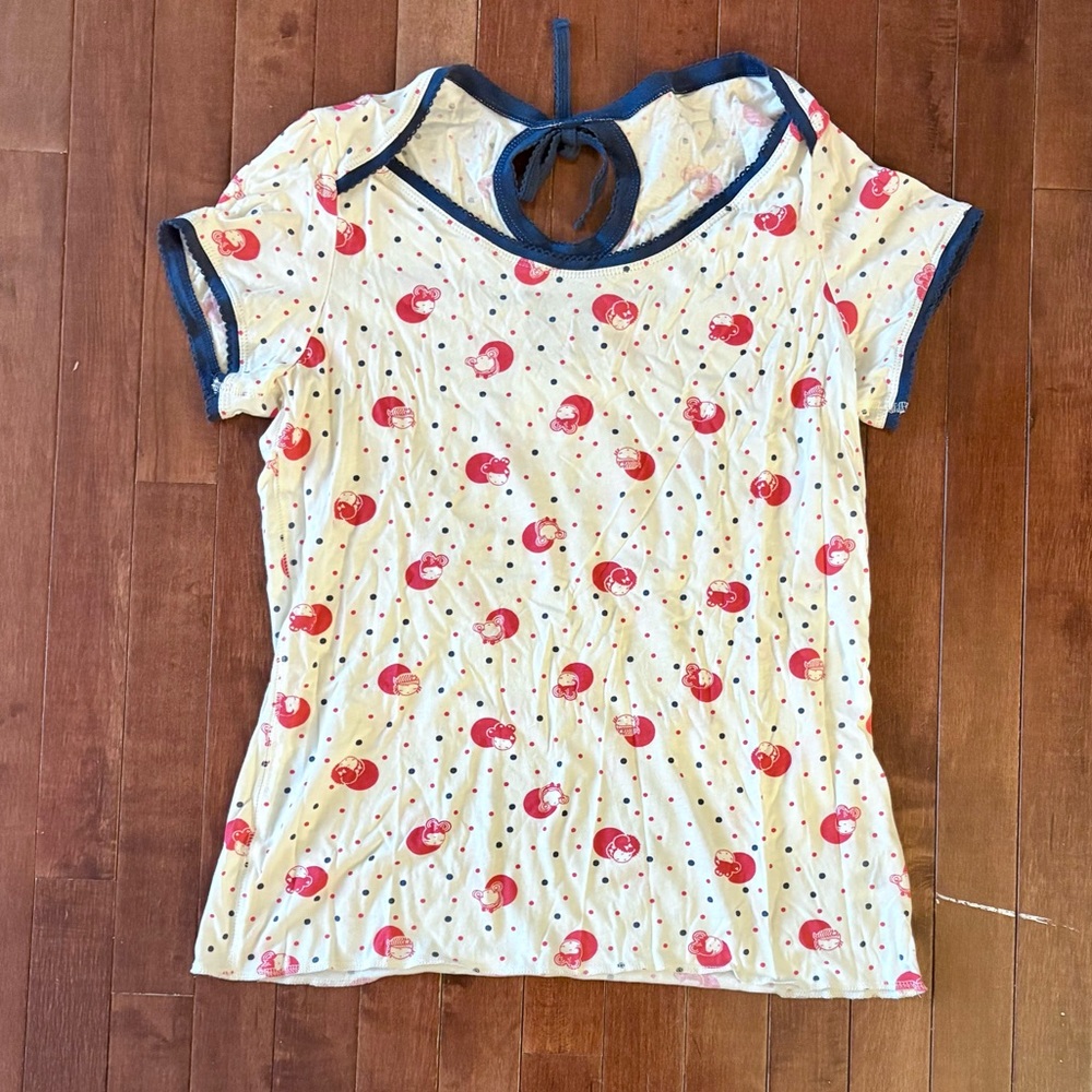 Harajuku Lovers Y2K Kawaii Coquette Bow Short Sleeve Top